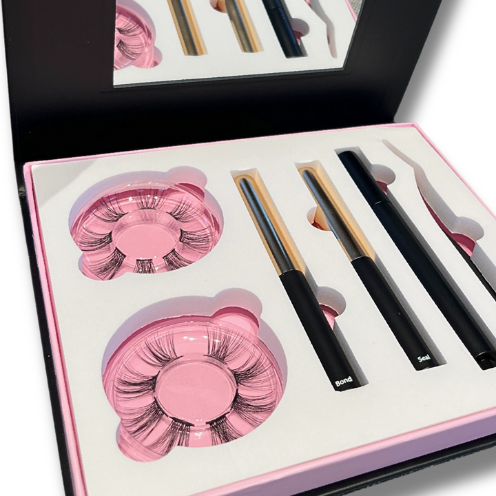 DIY Eyelash extension set DF01-15 and DF01-18 with bond, sealer, remover and tweezer